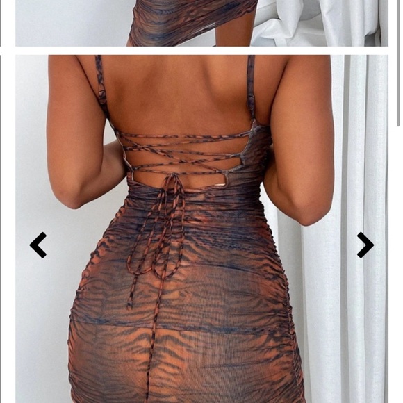 Thats So Fetch. LINDA MIDI DRESS - BROWN TIGER PRINT - Picture 2 of 5
